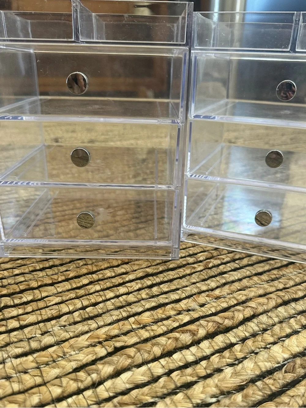 Acrylic 3-Drawer Organizer Set Clear Makeup, Jewelry & Vanity Storage Set of 2